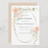 Babyparty | Korallenwasser-Blume Einladung (Vorne/Hinten)