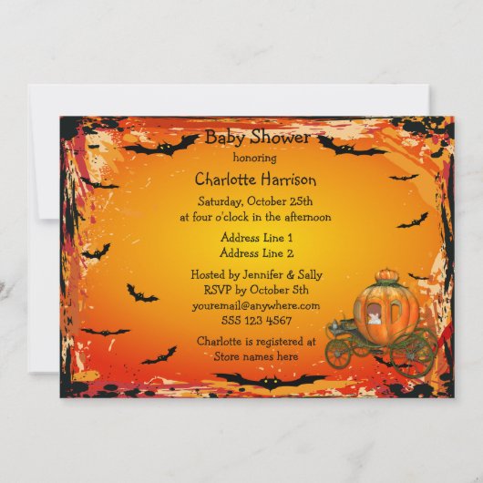 Babyparty Kürbis-Prinz-Halloween Boy Einladung (Rückseite)