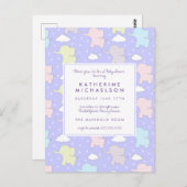 Babyparty | Lila PastelElefanten Postkarte (Vorne/Hinten)