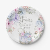 Babyparty | Lilac Blue Pumpkin Peony Floral Pappteller (Vorderseite)