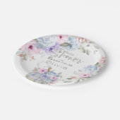 Babyparty | Lilac Blue Pumpkin Peony Floral Pappteller (Schrägansicht)