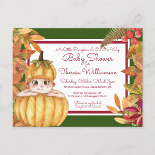 Babyparty   Little Pumpkin Einladung Postkarte