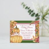 Babyparty | Little Pumpkin Einladung Postkarte (Stehend Vorderseite)