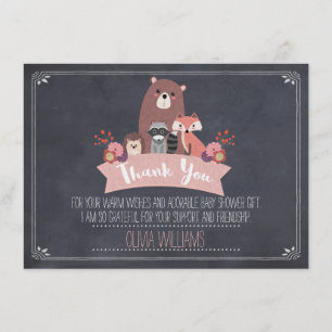 Babyparty-Mädchen-Waldland dankt Ihnen zu Dankeskarte