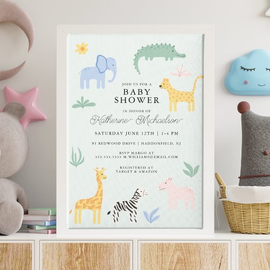 Babyparty | Niedliche Wildtiere Einladung