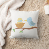 Babyparty: Niedlicher blauer Vogel mit gerade Kissen (Decke)