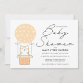 Babyparty | Orange Cat Ballon Einladung (Vorderseite)