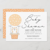 Babyparty | Orange Cat Ballon Einladung (Vorne/Hinten)