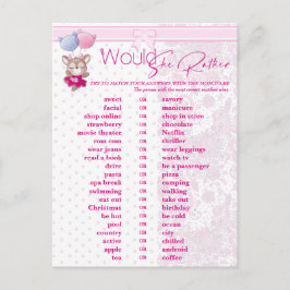 Babyparty. Pink Baby Dee Vorhersage und Ratschläge Postkarte