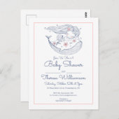 Babyparty | Pink Little Girl Meerjungfrau Postkarte (Vorne/Hinten)