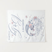 Babyparty | Pink Little Girl Mermaid Tapestry Wandteppich (Vorderseite (Horizontal))