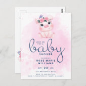 Babyparty | Rainbow Watercolor Pig Postkarte (Vorne/Hinten)