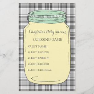 Babyparty-Ratespiel-Gelb-Minzen-Weckglas Briefpapier