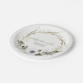 Babyparty-rustikaler Kranz-Anemonen-Zweig-Kranz Pappteller (Schrägansicht)