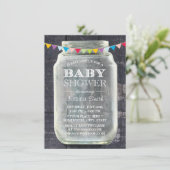 Babyparty-rustikales Scheunen-Holz-Weckglas Einladung (Stehend Vorderseite)