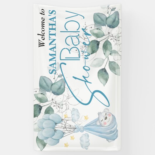 Babyparty. Schlafen Baby Bear Blue. Banner (Vertikal)