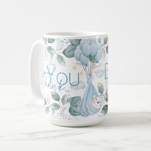Babyparty. Schlafen Baby Bear Blue. Kaffeetasse (Vorderseite Links)