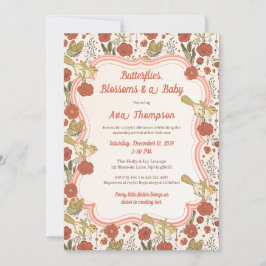 Babyparty | Schmetterlinge und Blüten Poesie Einladung
