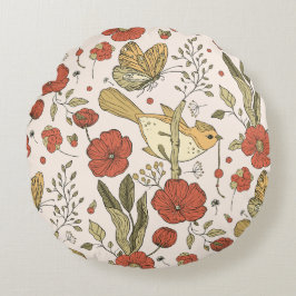 Babyparty | Schmetterlinge und Blüten Poesie Rundes Kissen