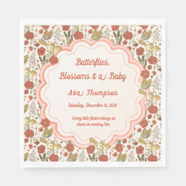 Babyparty | Schmetterlinge und Blüten Poesie Serviette
