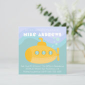 Babyparty: Schönes Gelbes Unterwasser Einladung (Stehend Vorderseite)