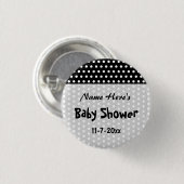 Babyparty, Schwarzweiss-Tupfen-Muster Button (Vorne & Hinten)