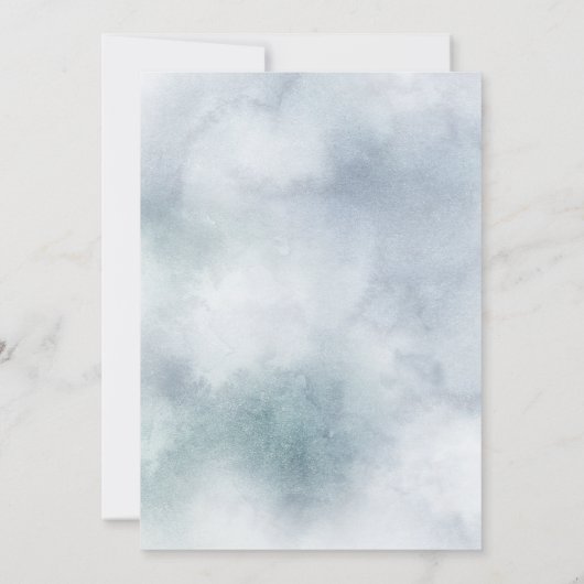 Babyparty | Silver Blue Winter Wonderland Ankündigung (Rückseite)