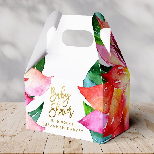 Babyparty | Tropical Watercolor Blume Vielen Dank Geschenkschachtel