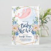 Babyparty | Watercolor Pink Whale Einladung (Stehend Vorderseite)