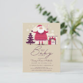 Babyparty | Weihnachtsmann und Feuerplatz Postkarte (Stehend Vorderseite)