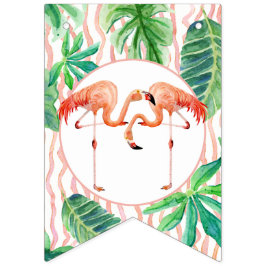 Babyparty-Wimpel-Flaggen-Flamingo-Blatt-Streifen Wimpelkette