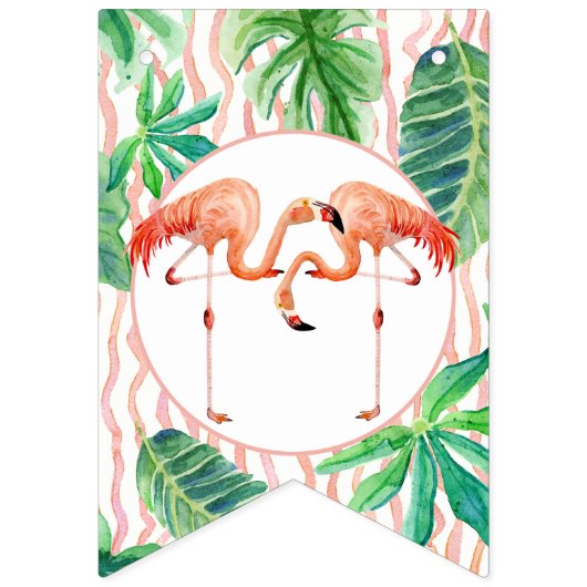 Babyparty-Wimpel-Flaggen-Flamingo-Blatt-Streifen Wimpelkette (Erste Fahne)