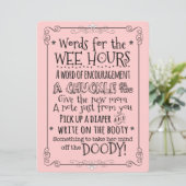 Babyparty-Windel-Tätigkeits-Karten-Zeichen Einladung (Stehend Vorderseite)