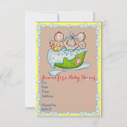 Babypartyeinladung für Dreiergruppen Einladung (Vorderseite)