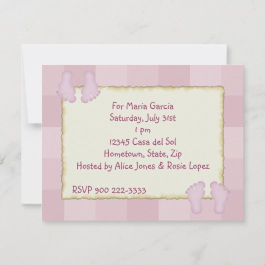 Babypartymädchen Einladung (Rückseite)