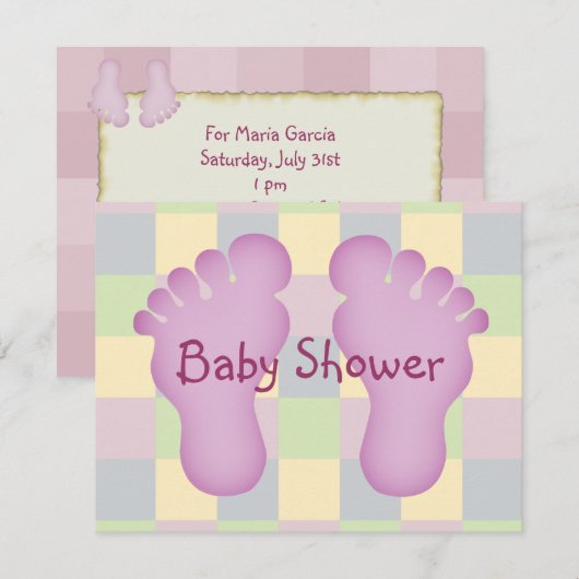 Babypartymädchen Einladung (Vorne/Hinten)