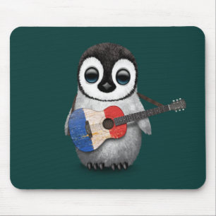 BabyPenguin, der die französische Flaggen-Gitarre Mousepad