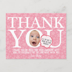 babypink Blume lustige Geburtstag Danke Postkarte
