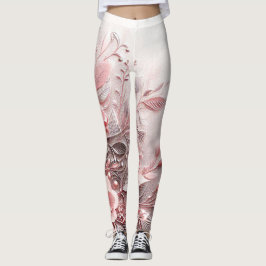 Babypink-Blütenmuster-Prägung Leggings