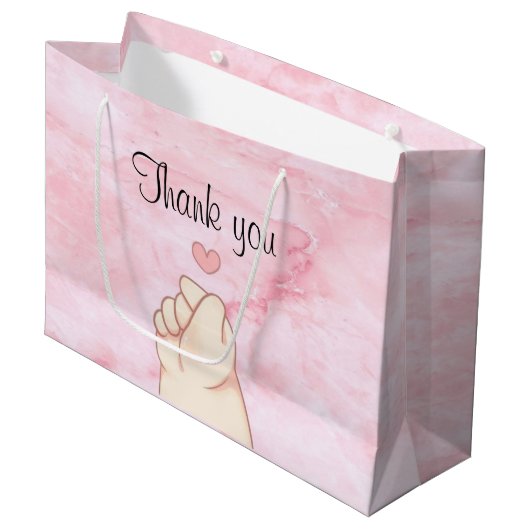 Babypink-koreanisches Herz Große Geschenktüte (Vorderseite Schrägansicht)