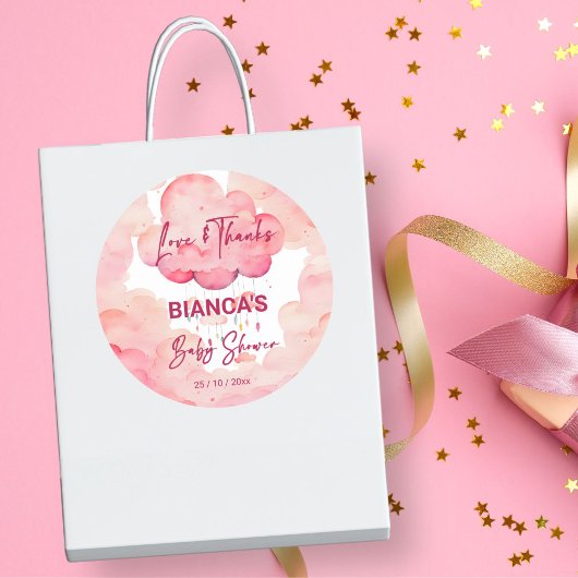 Babypink Whimsikwolke Babydusche Gefallen Runder Aufkleber