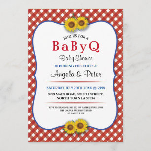 BABYQ Baby Dusche GRILLEN Party Paare Red Invite Einladung