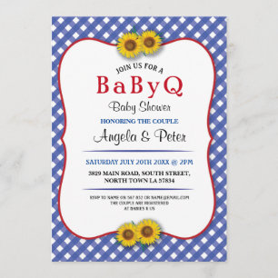 BABYQ Baby Dusche GRILLEN Party Sonnenblume Blauer Einladung