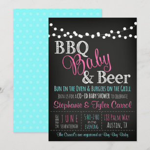 BabyQ Baby Shower GRILLEN Baby and bier Einladung