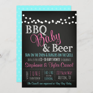 BabyQ Baby Shower GRILLEN Baby und Bier Einladung