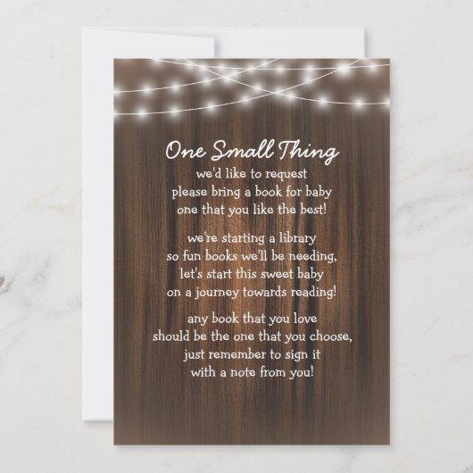 BabyQ Backyard Bash Lights Wood Rustic Baby Dusche Einladung (Rückseite)