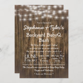 BabyQ Backyard GRILLEN Bash Wood Rustic Baby Showe Einladung (Vorne/Hinten)