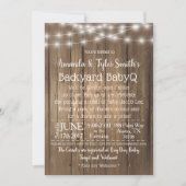 BabyQ Backyard GRILLEN Bash Wood Rustic Gender Neu Einladung (Vorderseite)