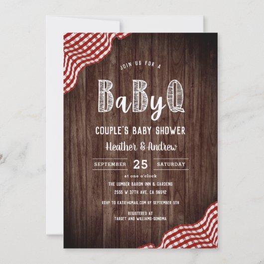 Babyq Backyard GRILLEN Couple's Baby Shower Einlad Einladung (Vorderseite)
