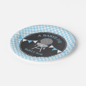 BABYQ Blue Gingham Chalkboard Boy Baby Shoounter Pappteller (Schrägansicht)